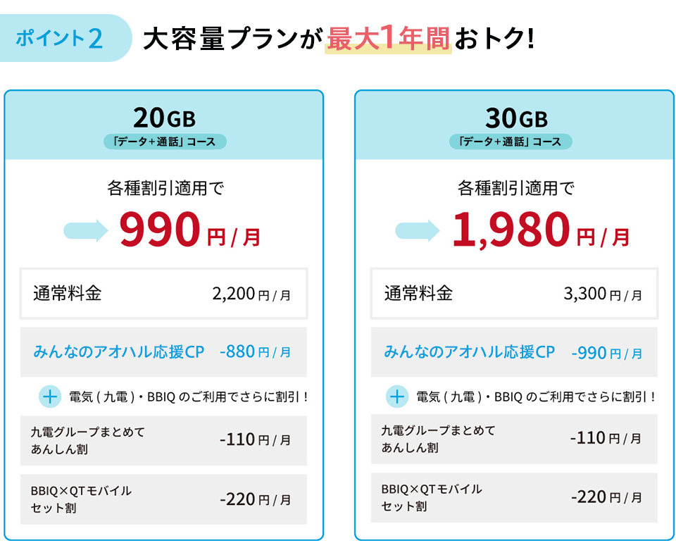 ポイント2 大容量プランが12ヵ月間おトク！